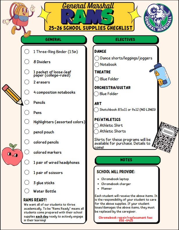school supply list